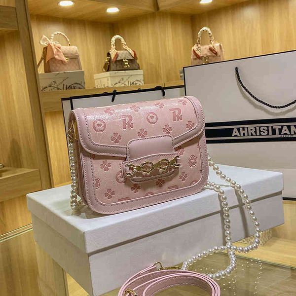 

handbag small female embossed single saddle red texture double shoulder belt