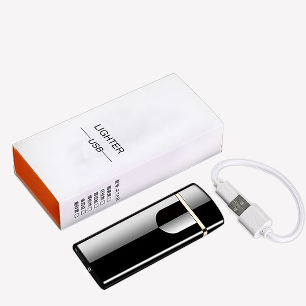 Touch de impressão digital legal Touch carregamento mais leve para fumar personalidade criativa à prova de vento USB isqueiros eletrônicos com caixa de embalagem
