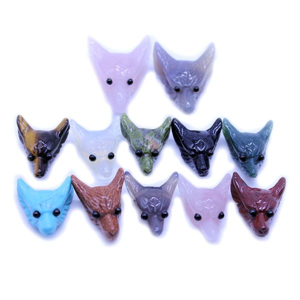 

agate stone personalized necklace pendant multicolor wolf head small pendant in stock for wholesale, Black