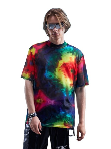 

romwe goth guys tie dye tee c2bh#, White;black