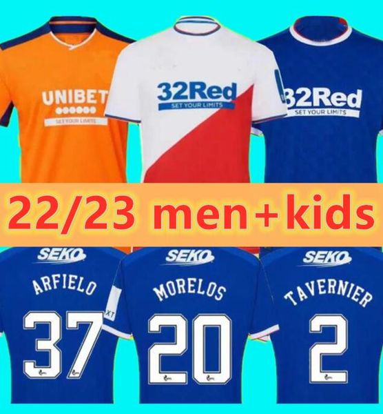 

22 23 rangers cup league final budapest soccer jerseys away third anniversary legends 2023 glasgow ramsey 16 amad 9 2022 special kids footba, Black;yellow