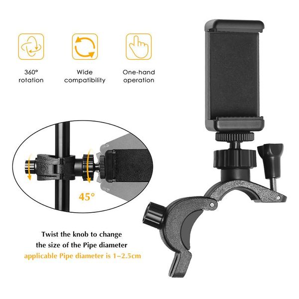 TRIPODS UNIVERSAL MOBLIE MOBLIE Phone Clip Suporte Mount Tripod Monopod Stand para smartphone Ring Light YouTube Câmera VideOtriPods