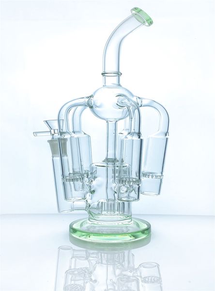 Die neueste erstaunliche Funktion: Recycler-Bong, Glas-Shisha-Wasserpfeife, „Kronleuchter“, Waben-Dusch-Recycler GB-291, hellgrün