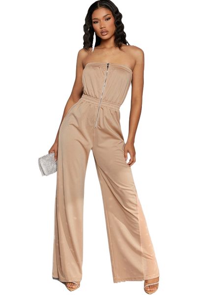 

sheer mesh insert tube jumpsuit i0wy#, Black;white