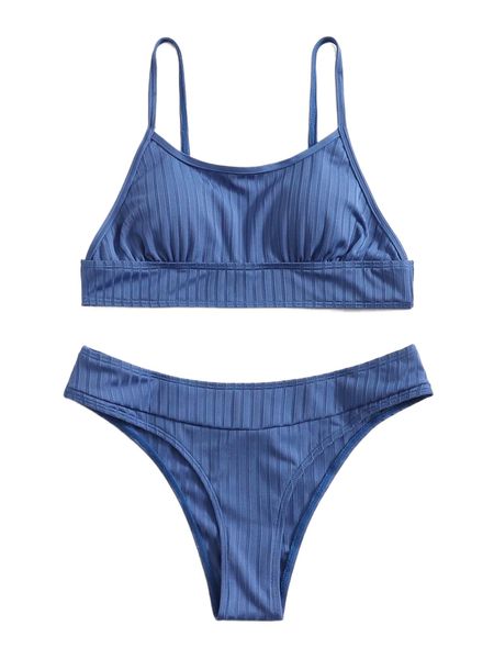 

solid ribbed bikini swimsuit b32o#, White;black