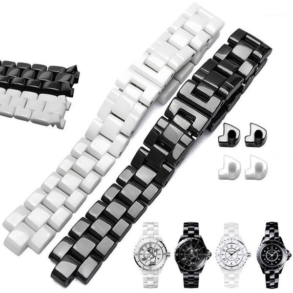 Assista Bandas Cerâmica Pulseira Alta Mulheres Homens Strap Moda Pulseira Preto Branco 16mm 19mm para J123009