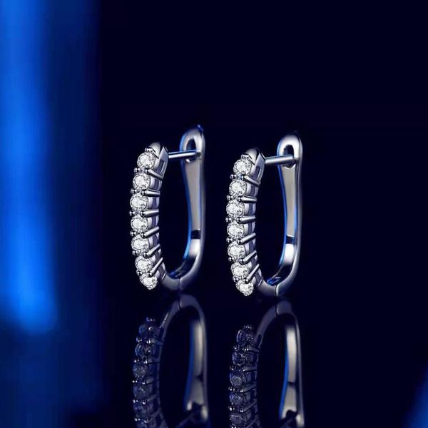 

hoop & huggie s925 trendy d color 2mm 0.42ct total vvs1 moissanite earring for women fine jewelryhoop, Golden;silver