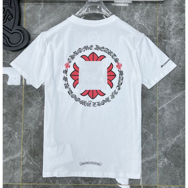 

mens summer brand t shirts horseshoe flower tees ch man classic cross t-shirts women shirt sanskrit letter designer tshirts luxury boy hip, White;black