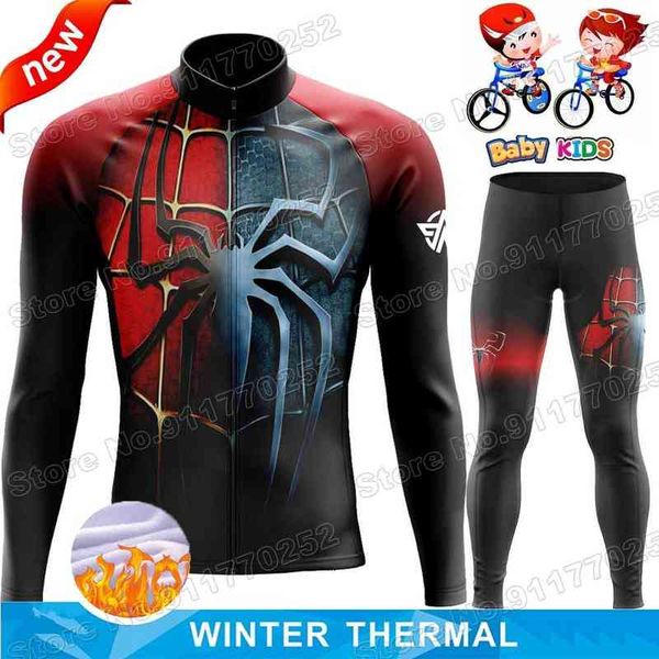 

2022 Kids Spider Cycling Jersey Winter Sets Cartoon Anime Boys Girl Cycling Clothing Road Bike Thermal Jacket Suit MTB Maillot, Summer 5