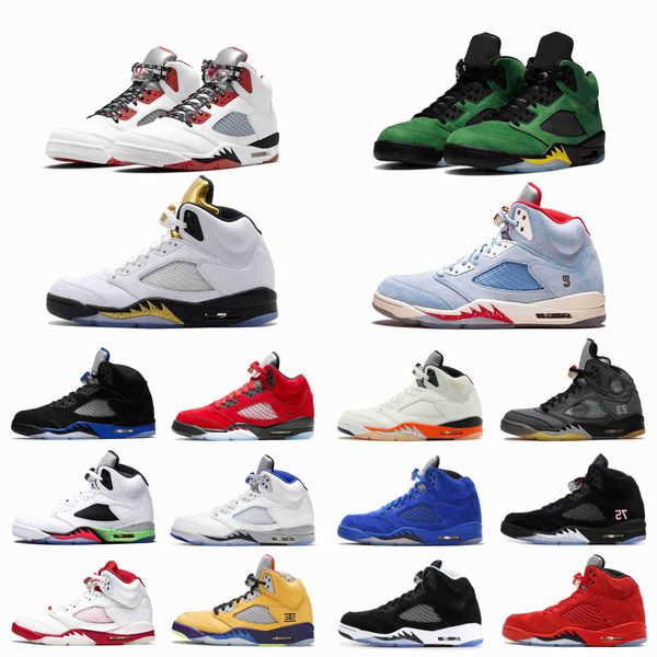 

mens 5 5s basketball shoes shattered backboard bluebird laney-royal oreo space jam raging red pink foam grape sports sneakers trainers, Black