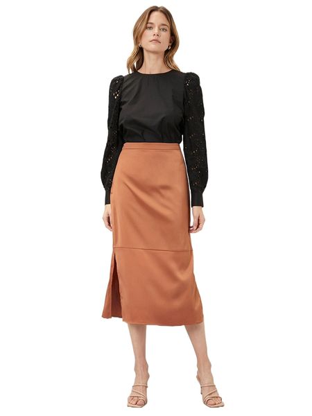 

motf premium straight fit split skirt x6fh#, Black