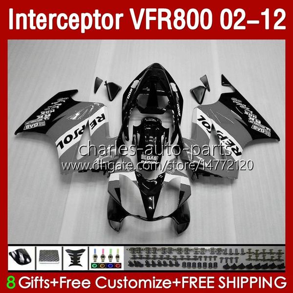 Carrozzeria per HONDA Interceptor VFR 800 VFR800 RR CC 800RR 02-12 Corpo 129No.42 800CC VFR800RR 02 2002 2003 2004 2005 2006 2007 VFR-800 08 09 10 11 12 Carenature Grigio Repsol