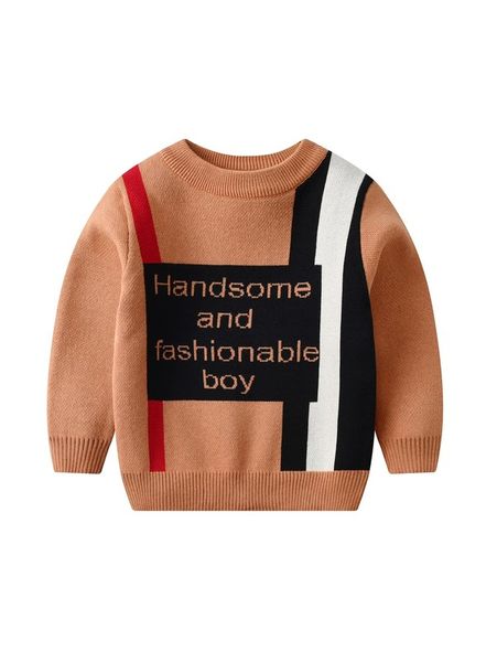 

toddler boys slogan pattern colorblock sweater she01, Blue