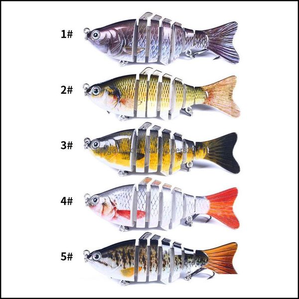 

baits lures fishing sports outdoors 5pcs/lot mti-section fish hard 5 color mixed 10cm 15.4g 6# hook fishs hooks pesca tackle accessories j