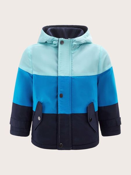 

toddler boys cut and sew hooded coat she, Blue;gray