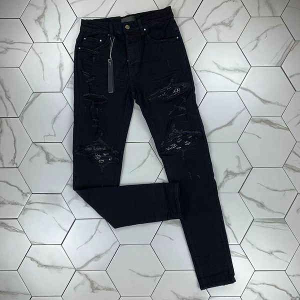 

hm554 mens jeans distressed motorcycle biker jean rock skinny slim ripped hole stripe fashionable snake embroidery denim pants, Blue