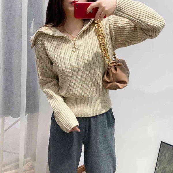 

women's sweaters french polo long sleeved sweater short women's small loose pullover casual bottoming shirt znqn, White;black