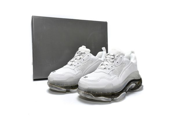 

shoes designer luxury premium edition casual sneakers white carbon ash crystal clear sole air cushion shoes triple, Black