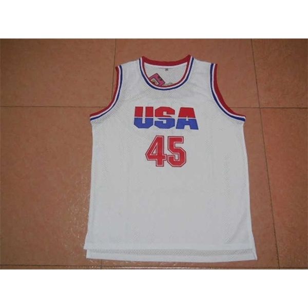 Xflsp USA Donald Trump #45 Basketball-Trikot, Gedenkausgabe, weiße Farbe, Throwback-Basketball-Trikots
