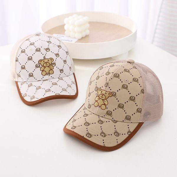 

baby baseball cap children's hat for lovely baby boy cotton mesh breathable kids hats girl caps cartoon bear embroidered, Yellow