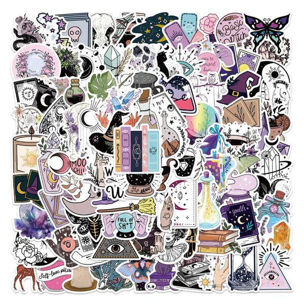 

100pcs boho style witch stickers no-duplicate waterproof graffiti sticker for skateboard lapluggage bicycle guitar helmet water bottle decal
