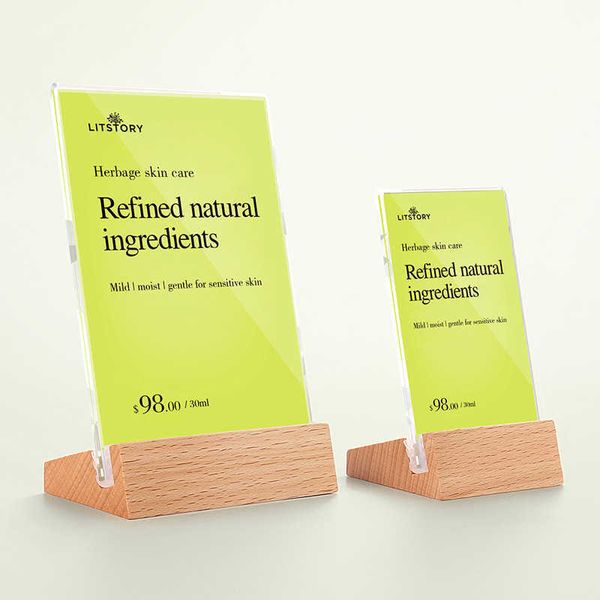 

a5 wooden base stand l-shaped display frame p frame desktop