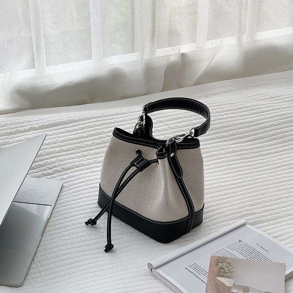 

designer bag shoulder bucket bags with patchwork and contrast canvas 22cm