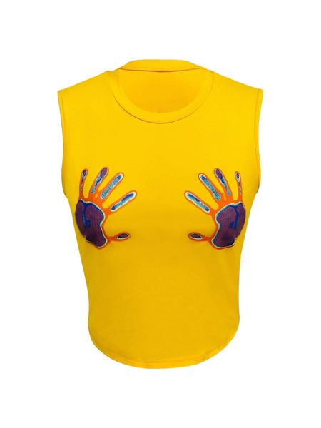 

handprint crop tank y5hw#, White