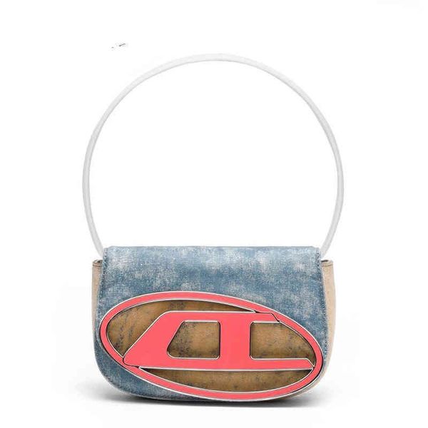 

luxury women handle purse half round design leather underarm flap denim shoulder bag fashion tote handbags 220616