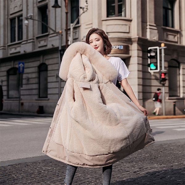 

fashion women's winter jacket new women's clothing parka coat midlength thick and large fur collar women's jacket 200928, Black