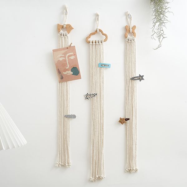 

keepsakes children's hair circle head rope finishing wall hanging storage rack nordic style beech cotton ropes hair clips accessories s