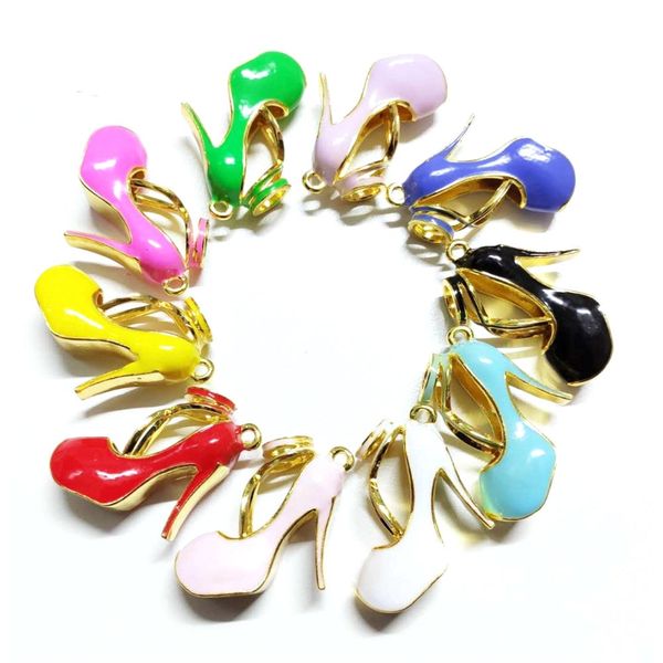 

10pcs high heel shoe charms for women diy jewelry accessories s3, White;pink