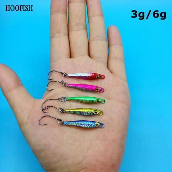 

hoofish 10pcslot mini metal jigging fishing lure with single hook 3g6g microjig hard bait spoon lure fishing tackle 201106