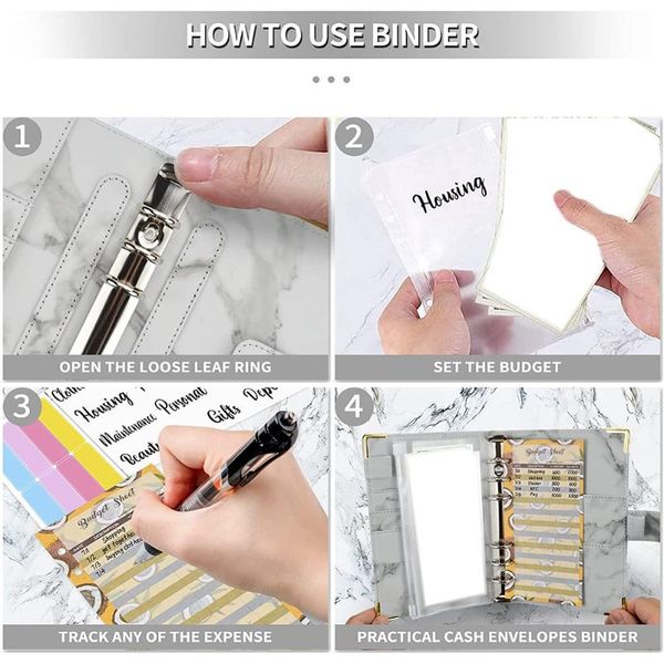 Economia de dinheiro do Bold Binder, abrigo com folhas claras de dinheiro e adesivos de etiqueta BGIFT Organizer BGIFT