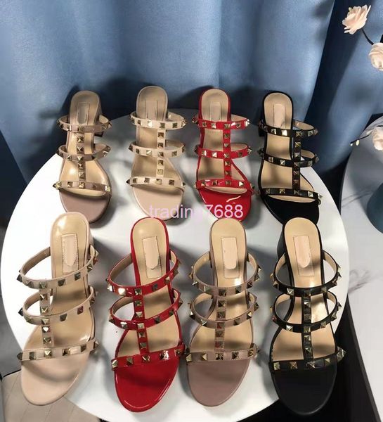 

slippers high version v home willow nail medium heel sandals style wear thick heels fashion leisure temperament cool slippers for women, Black