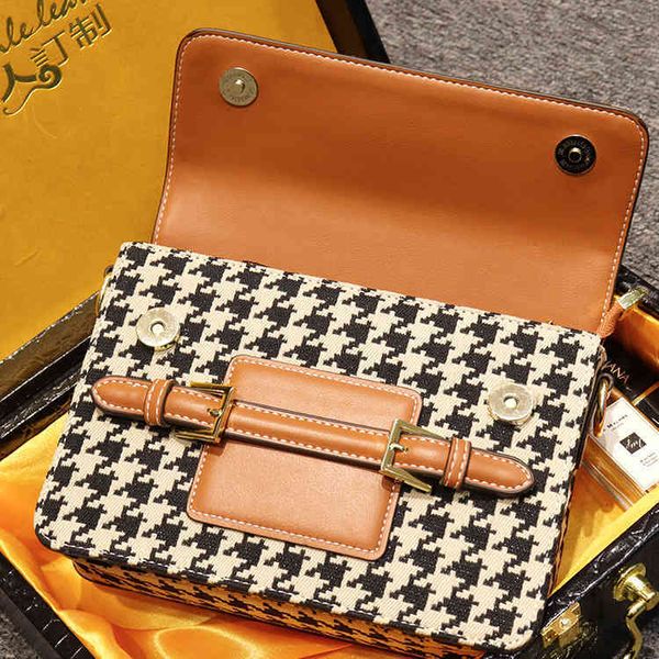 

bags sale 2022 new lattice cover leather women's canvas bag sling one shoulder messenger small square bag