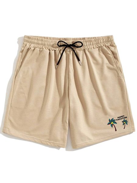 

romwe guys tropical print drawstring shorts u27h#, White;black