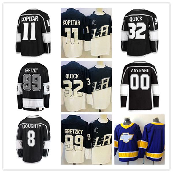 Maglie da hockey Drew Doughty 8 Anze Kopitar 11 Jonathan Quick 32 Wayne Gretzky 99 Jersey Nero Viola E New Stadium Taglia S-XXXL Uomo cucito