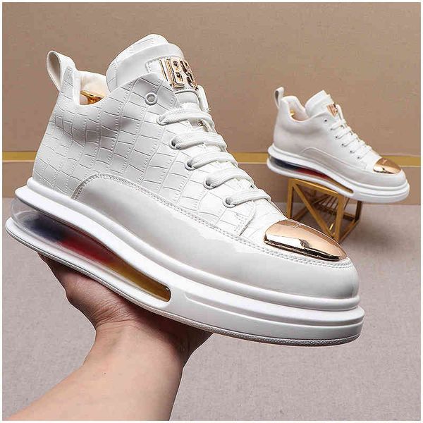 

dress shoes trend designer men's charm pattern air cushion flats casual male sports walking sneakers zapatillas hombre m441, Black