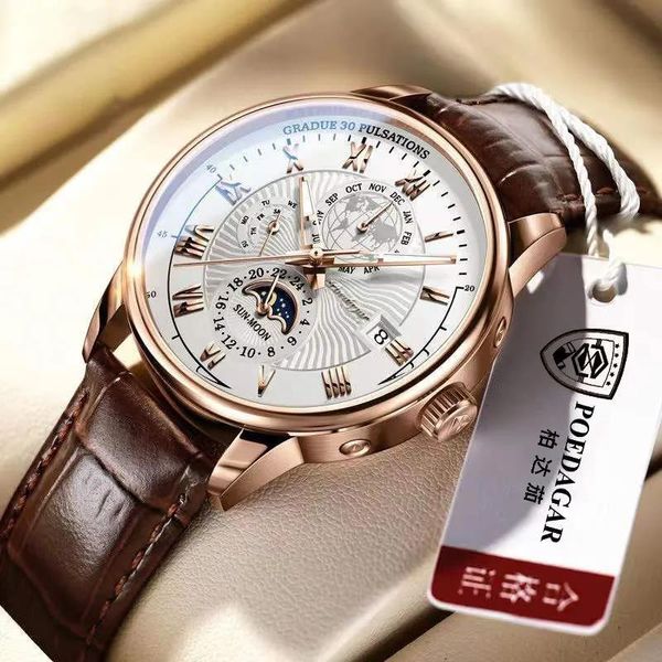 Нарученные часы роскошные бизнес -поясные часы мужской кварц Аутентичный водонепроницаемый бренд Relojes para hombrehristwatches