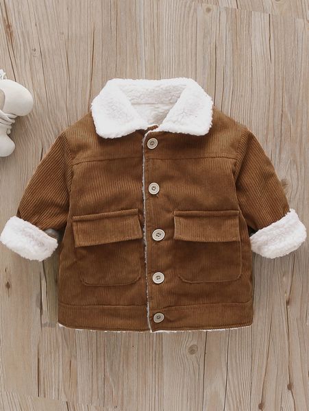 

toddler boys corduroy flap pocket jacket with borg collar she, Blue;gray