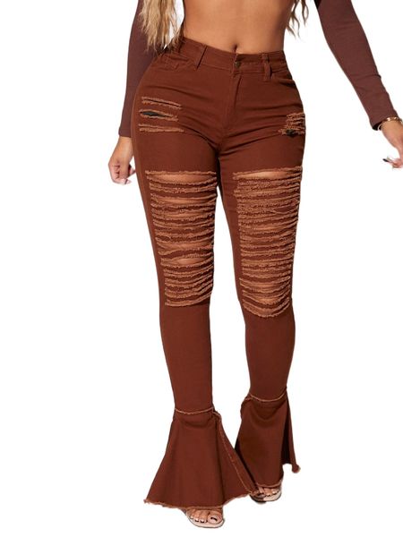 

sxy ripped raw hem bootcut jeans z9gv#, Blue