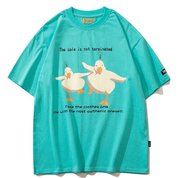 

men tshirt hip hop streetwear anime kawaii duck graphic t shirt harajuku cotton tshirt summer short sleeve tees 220608, White;black