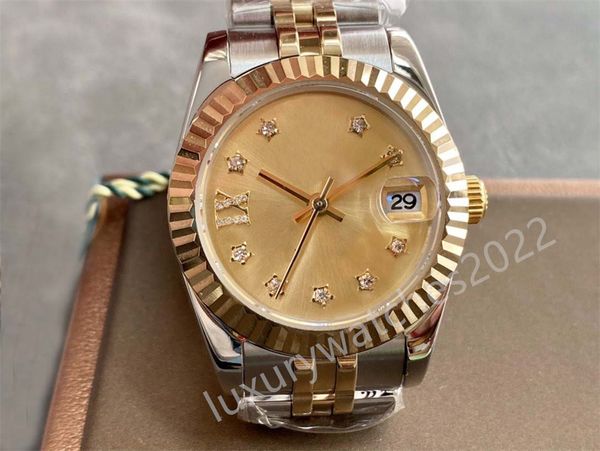 

ladies date watch two tone 31mm gold dial full stainless steel jubilee bracelet automatic mechanical water resistant womens disigner watches, Slivery;brown