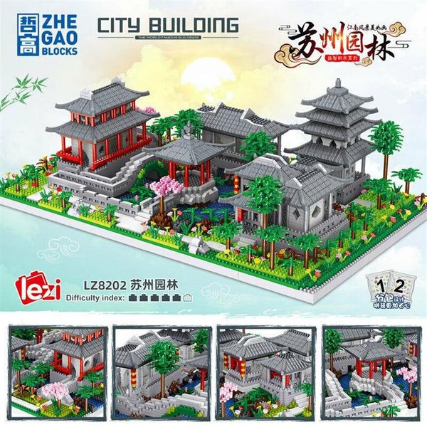 

3930pcs lezi mini blocks kids building bricks toys puzzle suzhou gardens 8202 no box287t