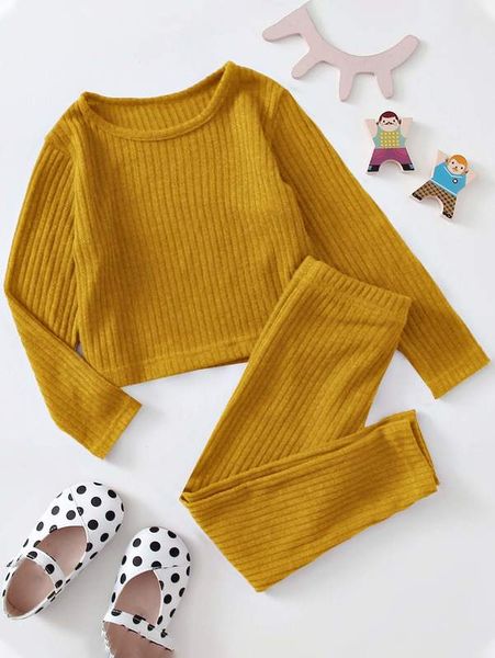 

girls ribbed knit & leggings she, White