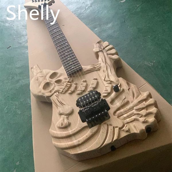

in stock electric guitar new arrival skull electric guitar nature color musical instruments guitars guitarra