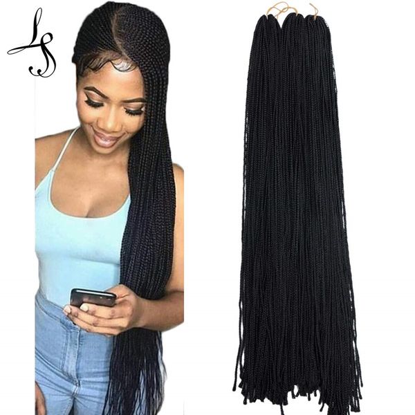 28 Zoll Zizi Haarbündel Crochet Box Braids Kunsthaarverlängerungen Flechten Blond Schwarz Grau LS09