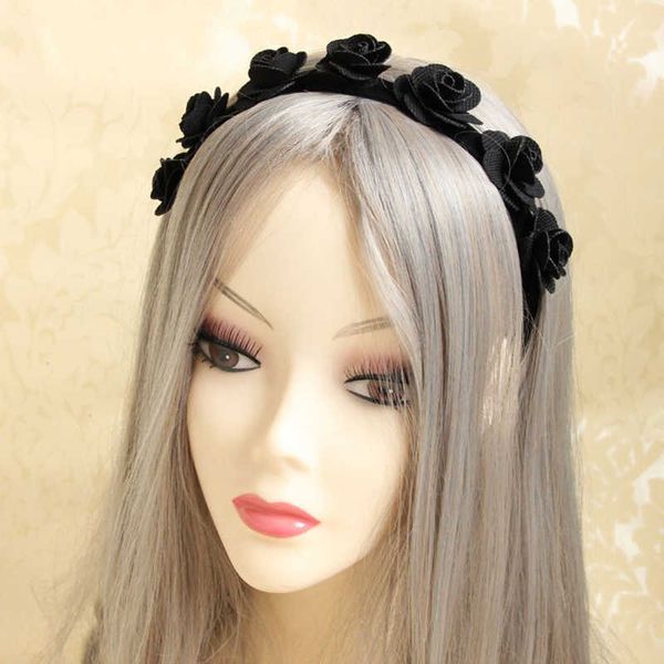 Black Roses Garland Head Abbraccio Halloween Cappelli affascinanti di Rose vintage per ragazze Accessori per capelli creativi