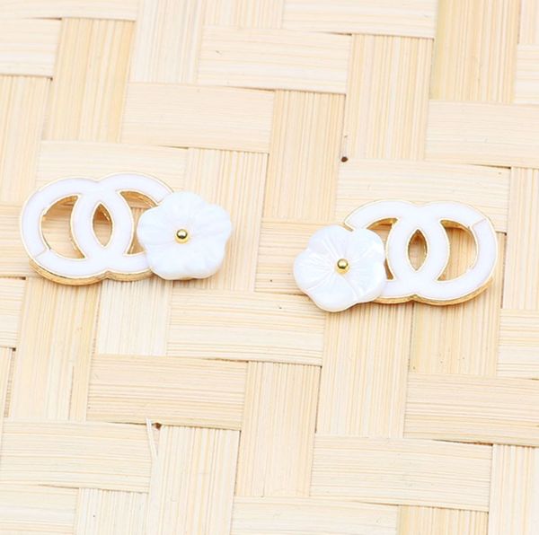 

wholesale 20style 18k gold plated geometric brand design women round crystal rhinestone pearl earrings 925 silver jewelry, Golden;silver